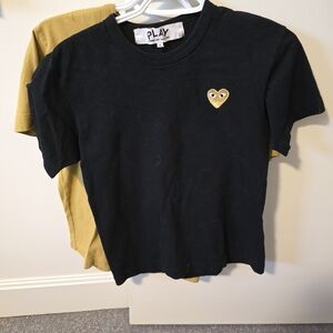 Comme des Garcons Black Tee with Gold Heart